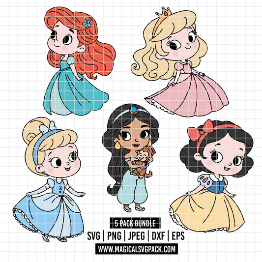 COD4867 - Disney littles princess pack bundle, Disney clipart Svg, Png, Eps, Dxf, Jpeg, vector.