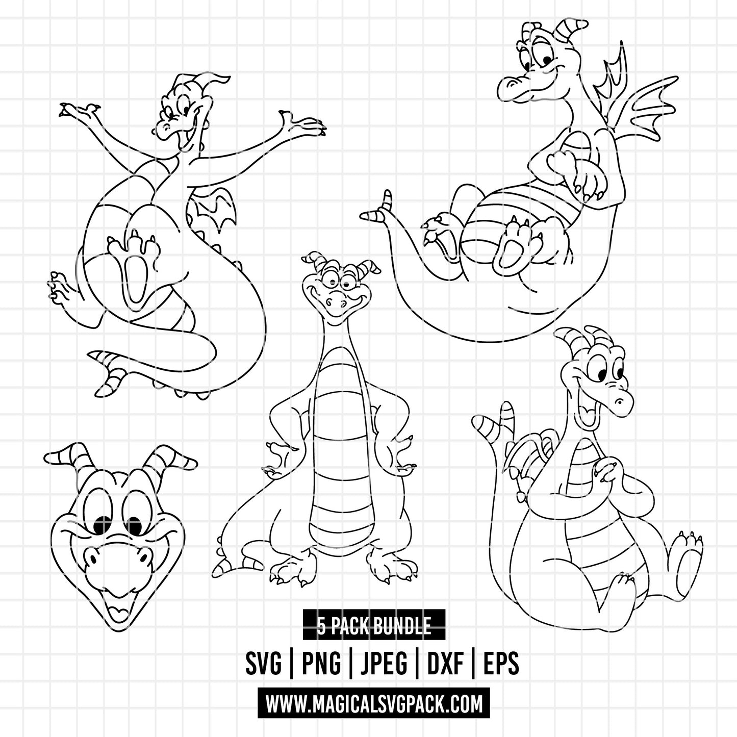COD4868 - Figment, one little spark of inspiration pack bundle line art, Disney clipart Svg, Png, Eps, Dxf, Jpeg, vector.