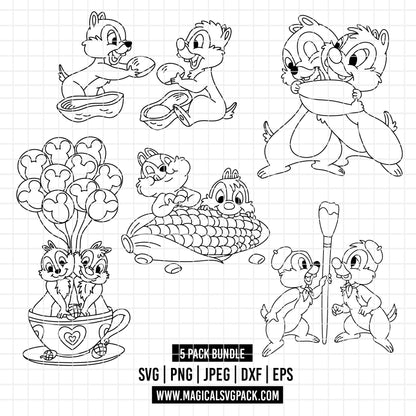 COD4870 - Chip & Dale bundle, Disney clipart Svg, Png, Eps, Dxf, Jpeg, vector.