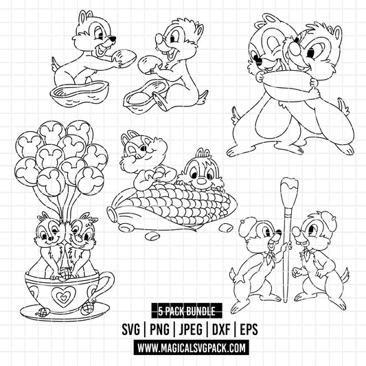 COD4870 - Chip & Dale bundle, Disney clipart Svg, Png, Eps, Dxf, Jpeg, vector.