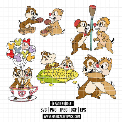COD4871 - Chip & Dale bundle, Disney clipart Svg, Png, Eps, Dxf, Jpeg, vector.