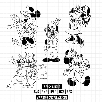 COD4886 - Disney cruise ship characters pack bundle, Disney Cruise clipart Svg, Png, Eps, Dxf, Jpeg, vector.