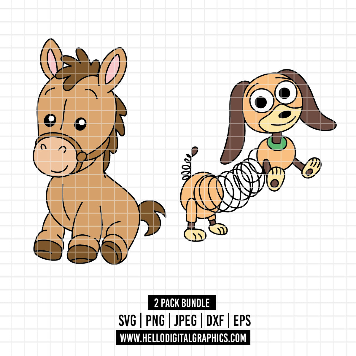 COD4922 - Baby Bullseye & Slinky bundle, Disney clipart Svg, Png, Eps, Dxf, Jpeg, vector.
