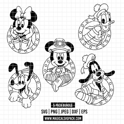 COD5175 - Disney cruise ship characters pack bundle, Disney Cruise clipart Svg, Png, Eps, Dxf, Jpeg, vector.