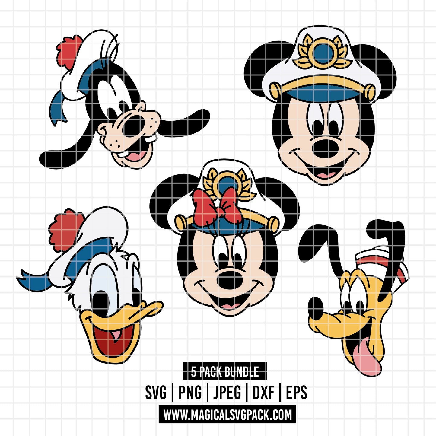 COD5176 - Disney cruise ship characters pack bundle, Disney Cruise clipart Svg, Png, Eps, Dxf, Jpeg, vector.