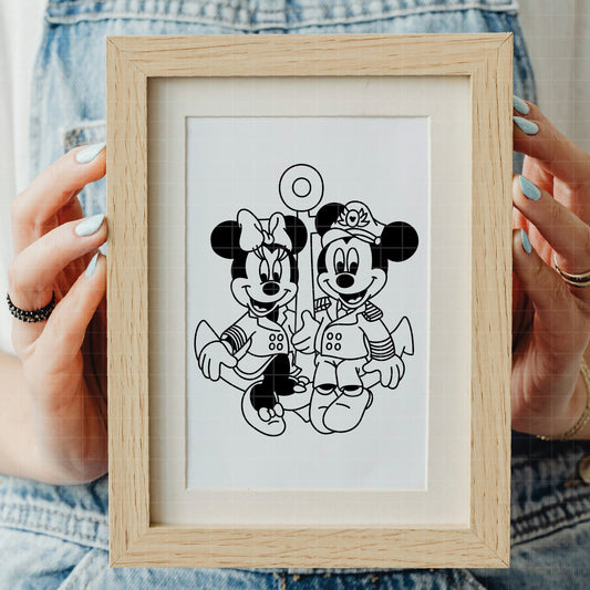 COD5177 - Disney cruise ship Mickey & Minnie line art pack bundle, Disney Cruise clipart Svg, Png, Eps, Dxf, Jpeg, vector.