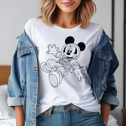 COD5179 - Mickey Astronaut line art pack bundle, Disney clipart Svg, Png, Eps, Dxf, Jpeg, vector.