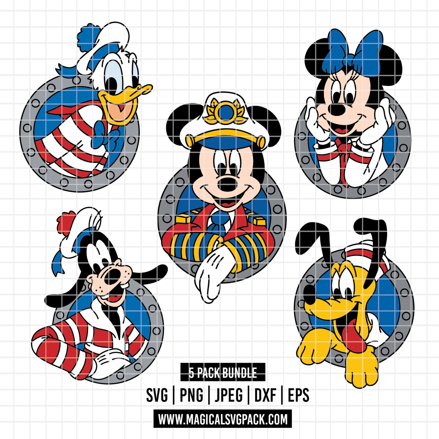 COD5180 - Disney cruise ship characters pack bundle, Disney Cruise clipart Svg, Png, Eps, Dxf, Jpeg, vector.