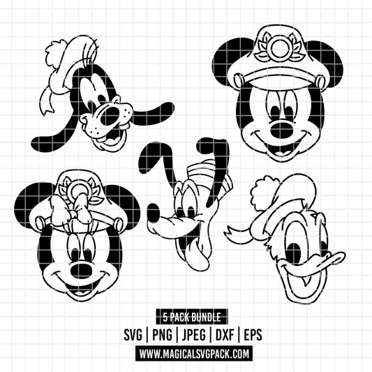 COD5181 - Disney cruise ship characters pack bundle, Disney Cruise clipart Svg, Png, Eps, Dxf, Jpeg, vector.