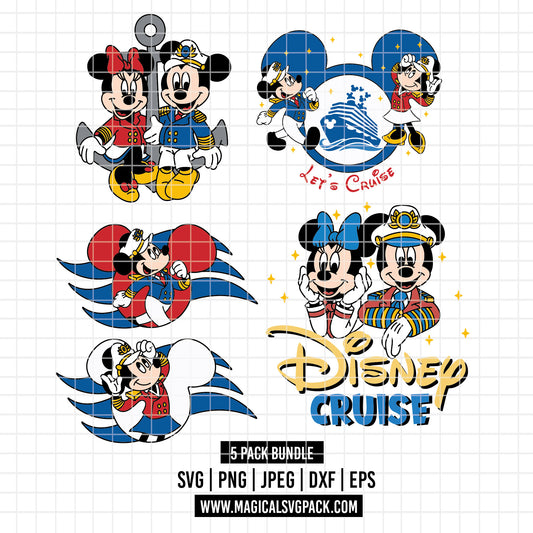 COD5182 - Disney cruise ship Mickey & Minnie pack bundle, Disney Cruise clipart Svg, Png, Eps, Dxf, Jpeg, vector.
