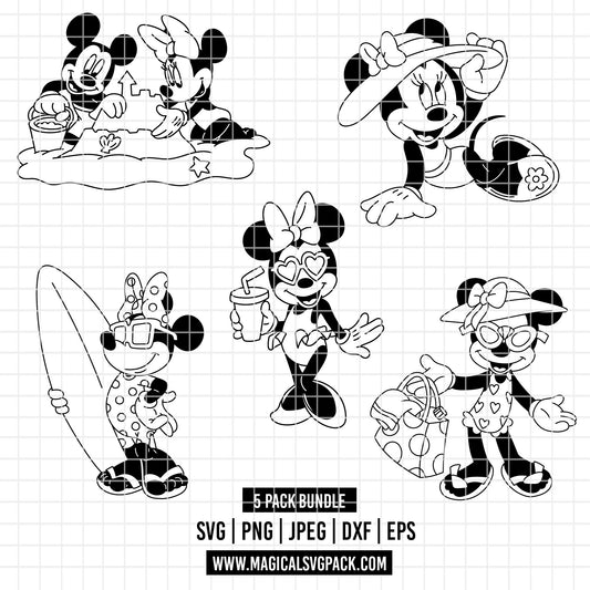 COD5183 - Minnie Summer pack bundle, Disney Classics clipart Svg, Png, Eps, Dxf, Jpeg, vector.