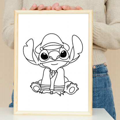 COD5185 - Stitch Cruise Squad line art clipart pack bundle, Disney cliparts Svg, Png, Eps, Dxf, Jpeg, vector.