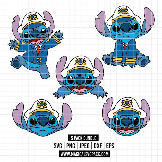 COD5186 - Stitch Cruise Squad clipart pack bundle, Disney cliparts Svg, Png, Eps, Dxf, Jpeg, vector.