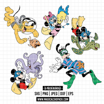 COD5188 - Disney classics diving pack bundle, Disney clipart Svg, Png, Eps, Dxf, Jpeg, vector.