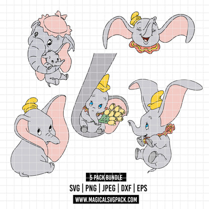 COD5190 - Dumbo & Mom pack bundle, Disney Classics clipart Svg, Png, Eps, Dxf, Jpeg, vector.