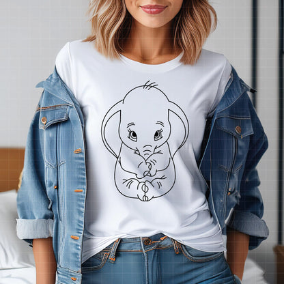 COD5191 - Baby Dumbo line art pack bundle, Disney Classics clipart Svg, Png, Eps, Dxf, Jpeg, vector.