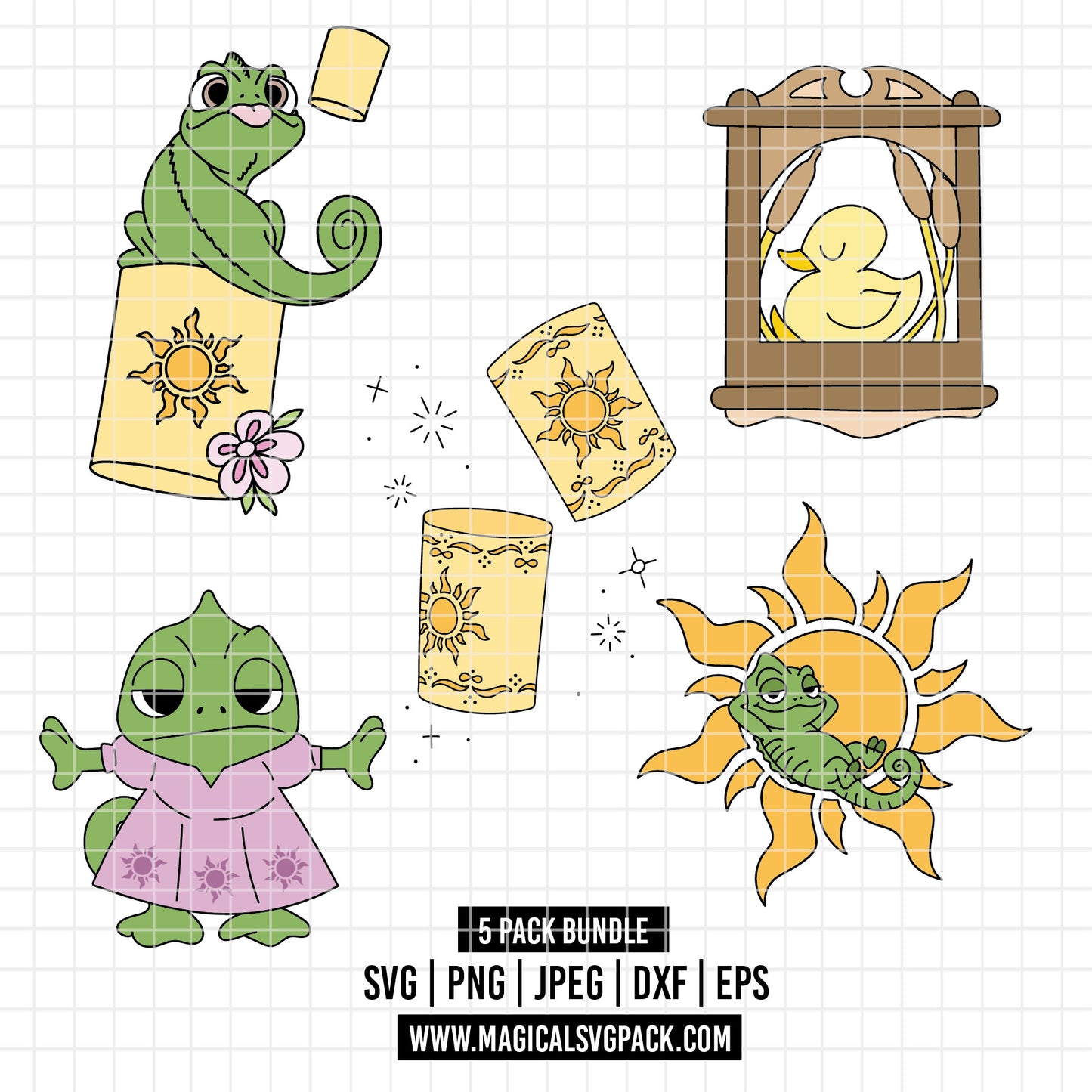 COD5196 - Pascal & Tangled icons pack bundle, Disney princess clipart Svg, Png, Eps, Dxf, Jpeg, vector.