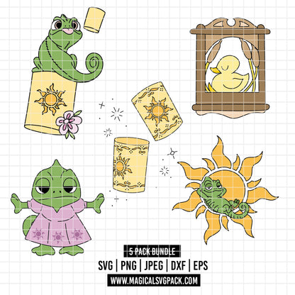 COD5196 - Pascal & Tangled icons pack bundle, Disney princess clipart Svg, Png, Eps, Dxf, Jpeg, vector.