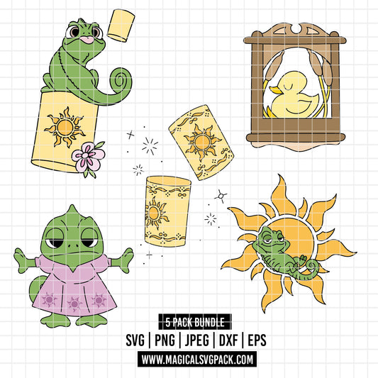 COD5196 - Pascal & Tangled icons pack bundle, Disney princess clipart Svg, Png, Eps, Dxf, Jpeg, vector.