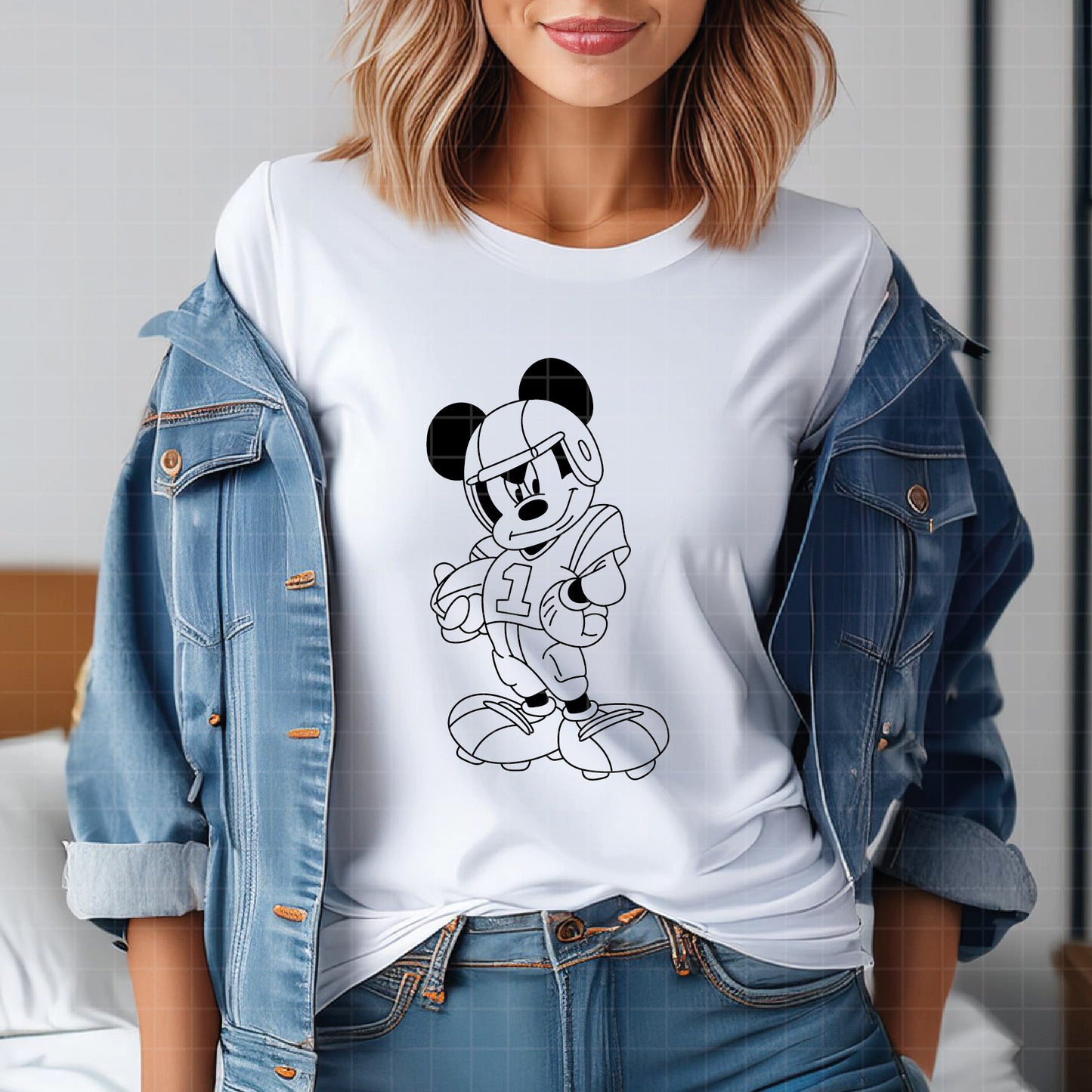 COD5197 - Mickey American Football line art pack bundle, Disney clipart Svg, Png, Eps, Dxf, Jpeg, vector.