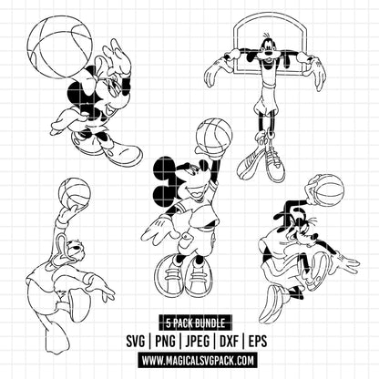 COD5199 - Disney classics Basketball pack bundle, Disney sports clipart Svg, Png, Eps, Dxf, Jpeg, vector.