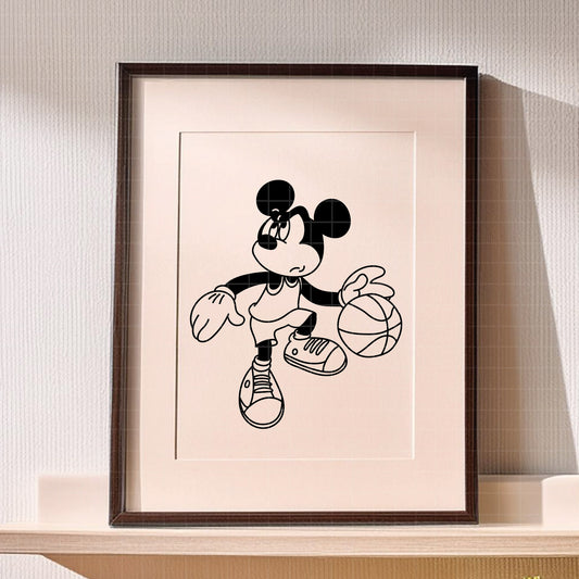 COD5201 - Mickey basketball line art pack bundle, Disney clipart Svg, Png, Eps, Dxf, Jpeg, vector.