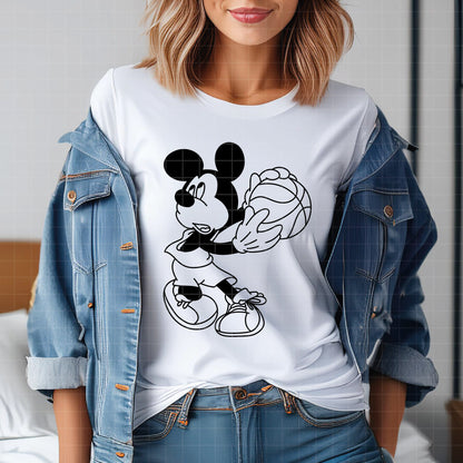 COD5201 - Mickey basketball line art pack bundle, Disney clipart Svg, Png, Eps, Dxf, Jpeg, vector.