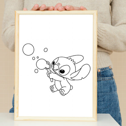 COD5203 - Stitch Summer line art clipart pack bundle, Disney cliparts Svg, Png, Eps, Dxf, Jpeg, vector.