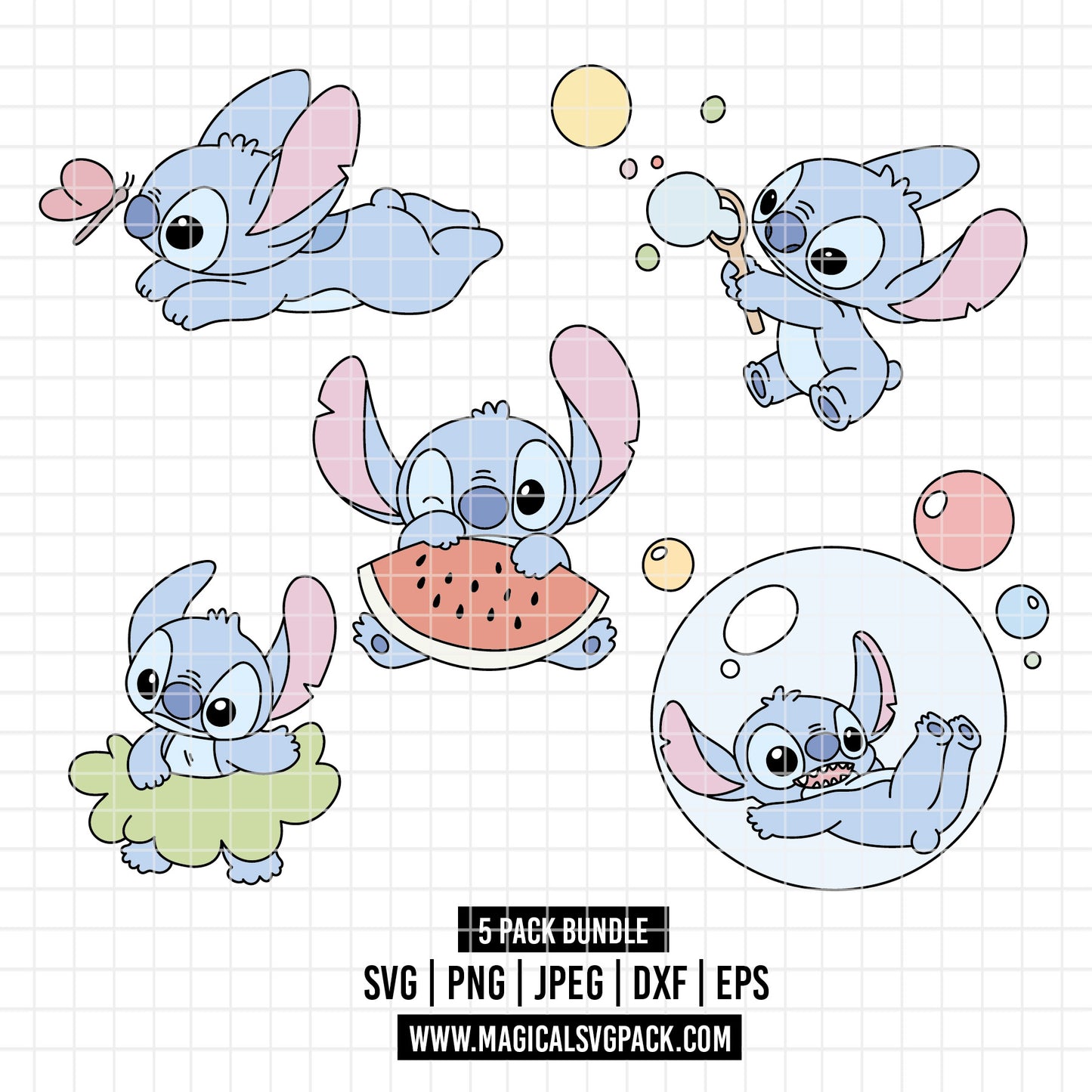 COD5204 - Stitch Summer clipart pack bundle, Disney clipart Svg, Png, Eps, Dxf, Jpeg, vector.