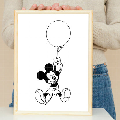 COD5205 - Mickey Birthdays line art pack bundle, Disney clipart Svg, Png, Eps, Dxf, Jpeg, vector.