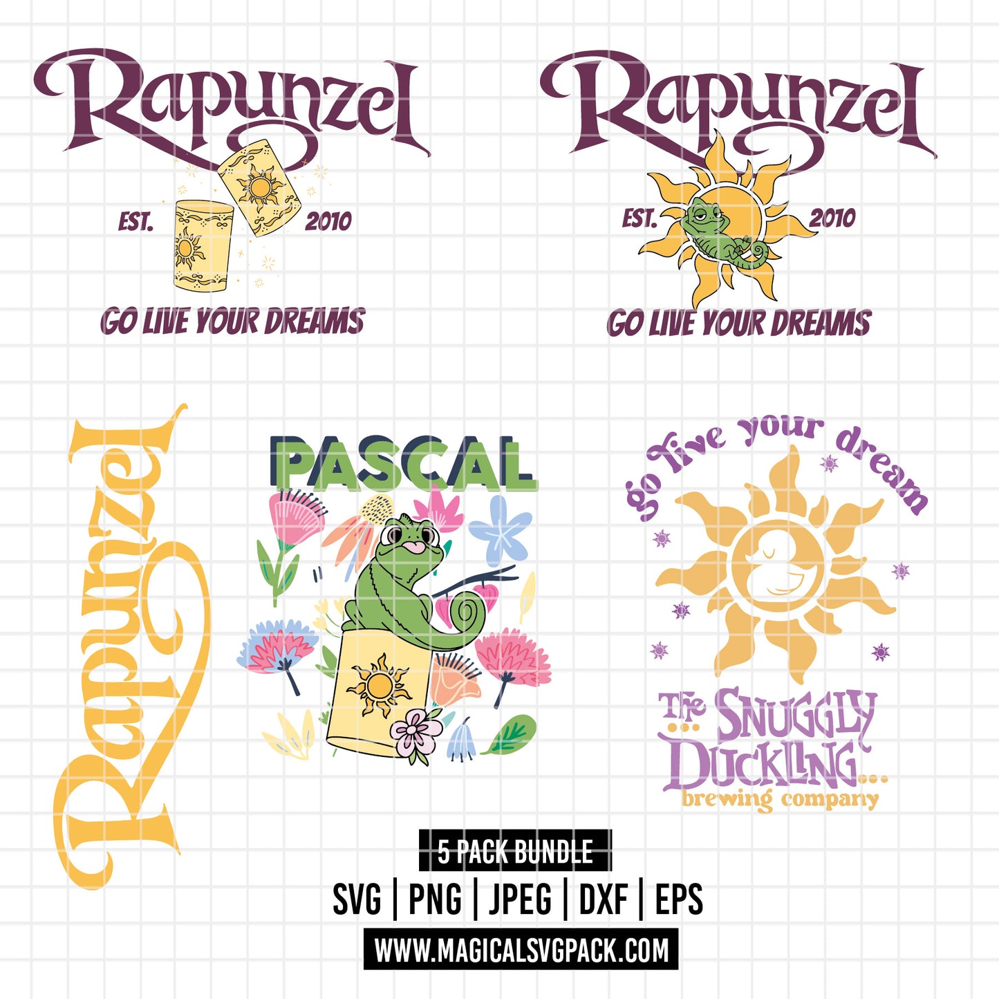COD5420 - Pascal & Tangled icons pack bundle, Disney princess clipart Svg, Png, Eps, Dxf, Jpeg, vector.