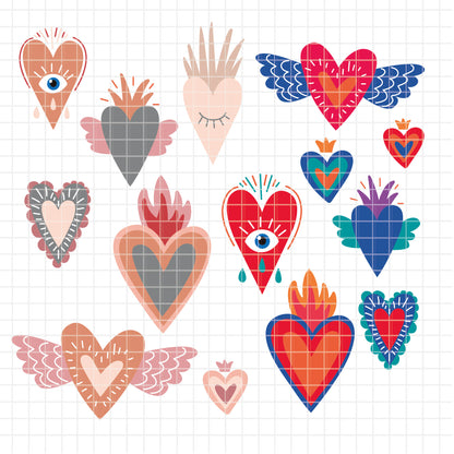 COD5428 - Hearts mega pack bundle clipart Svg, Png, Eps, Dxf, Jpeg, vector.