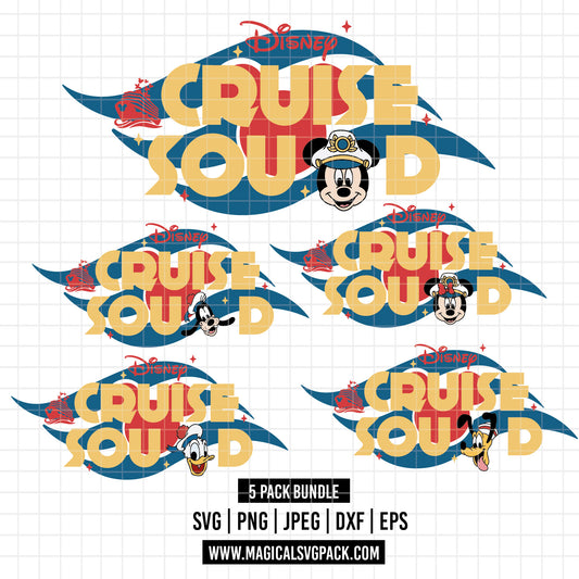 COD5443 - Disney Cruise Squad ship characters pack bundle, Disney Cruise clipart Svg, Png, Eps, Dxf, Jpeg, vector.