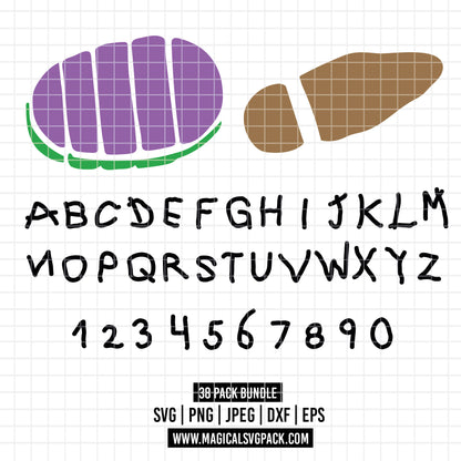 COD5444 - Toy Story SVG PNG Bundle, Buzz Lightyear Woody Alphabet Font Letters Numbers, Custom Name Footprint Clipart | Cricut Instant Download