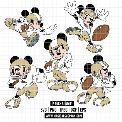 COD5445 - Mickey American Football pack bundle, Disney clipart Svg, Png, Eps, Dxf, Jpeg, vector.