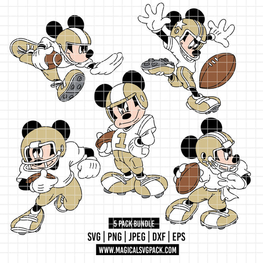 COD5445 - Mickey American Football pack bundle, Disney clipart Svg, Png, Eps, Dxf, Jpeg, vector.