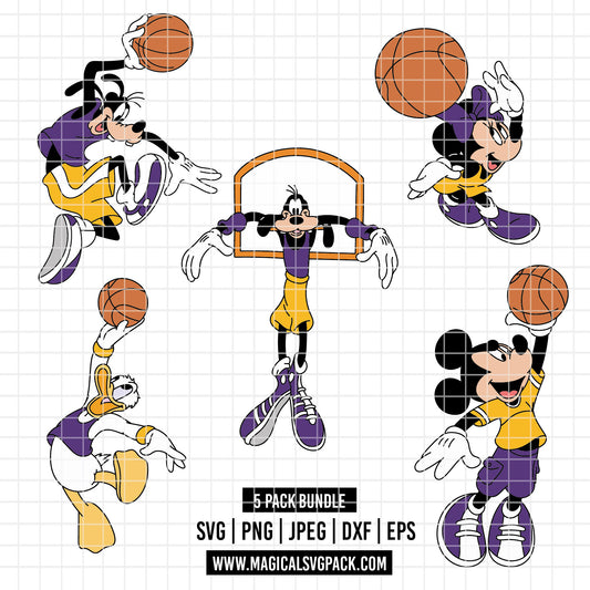 COD5446 - Disney classics Basketball pack bundle, Disney sports clipart Svg, Png, Eps, Dxf, Jpeg, vector.
