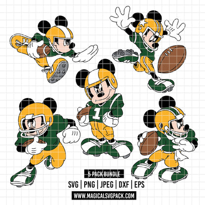COD5447 - Mickey American Football pack bundle, Disney clipart Svg, Png, Eps, Dxf, Jpeg, vector.