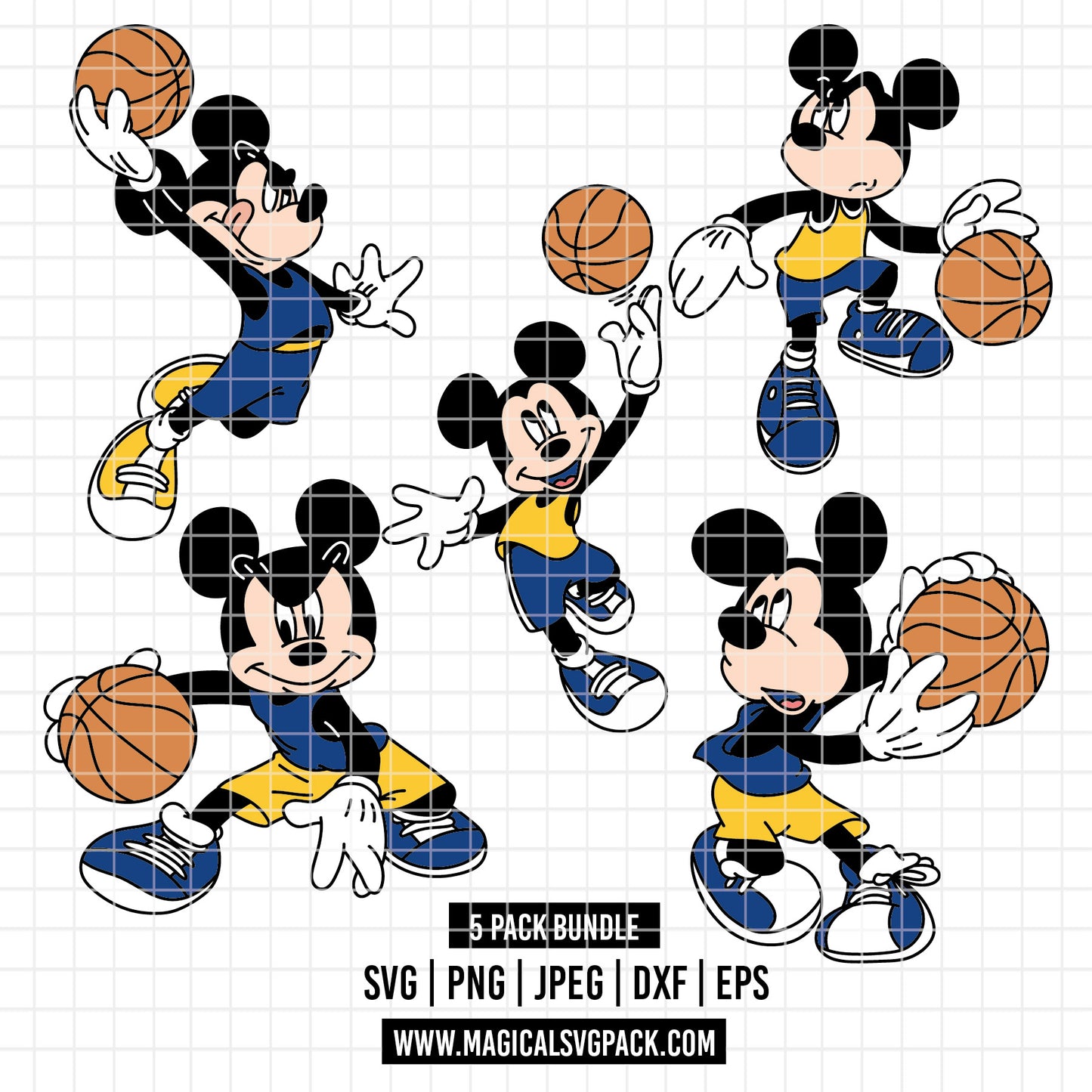 COD5448 - Mickey basketball pack bundle, Disney clipart Svg, Png, Eps, Dxf, Jpeg, vector.