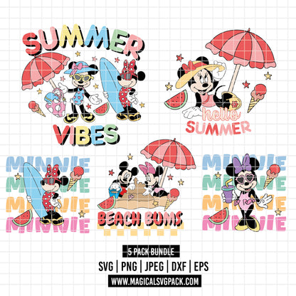 COD5450 - Minnie Summer pack bundle, Disney Classics clipart Svg, Png, Eps, Dxf, Jpeg, vector.