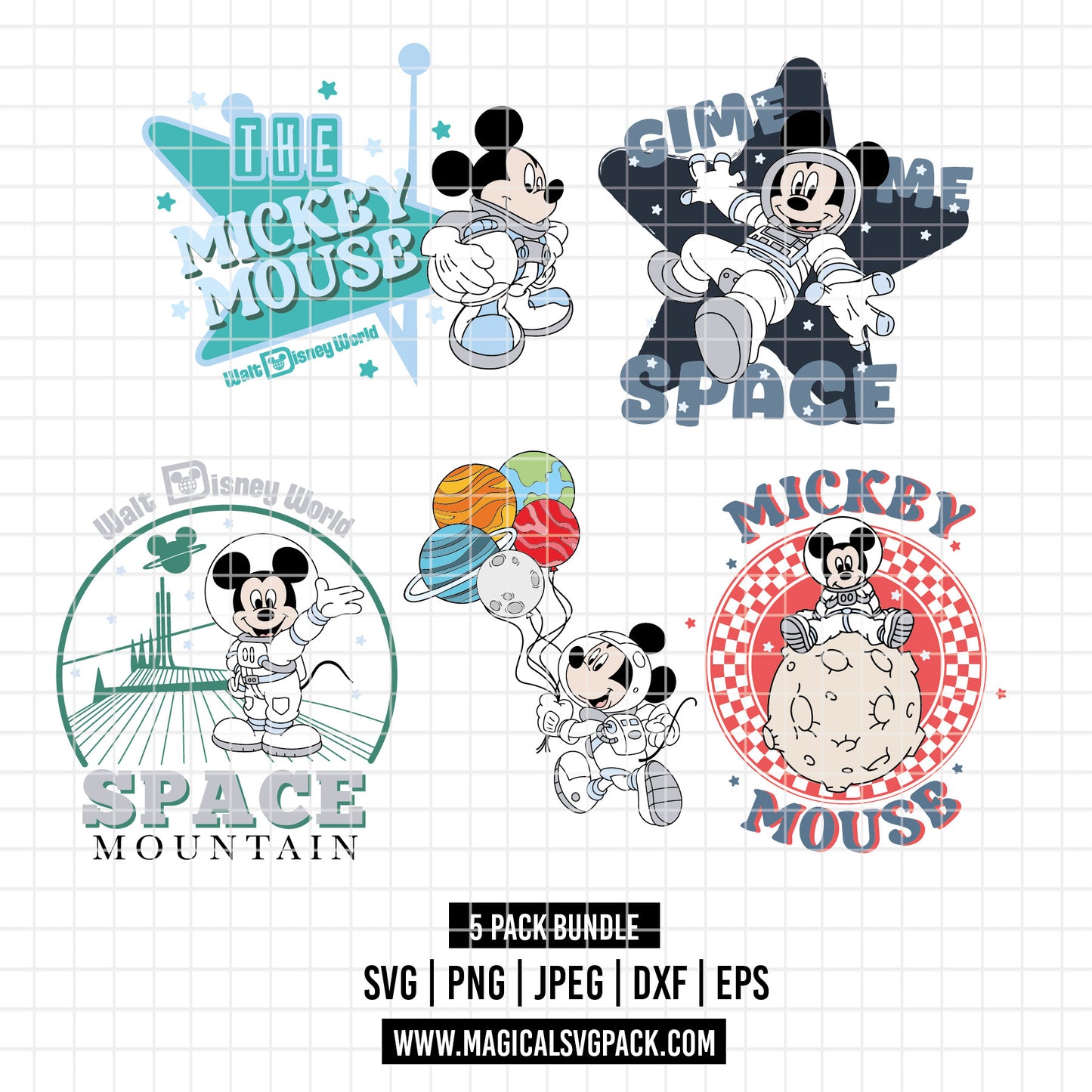 COD5451 - Mickey Astronaut quotes pack bundle, Disney clipart Svg, Png, Eps, Dxf, Jpeg, vector.
