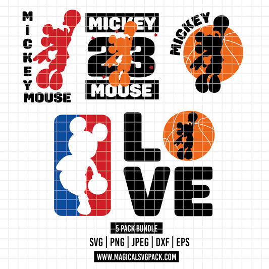 COD5607 - Mickey basketball pack bundle, Disney clipart Svg, Png, Eps, Dxf, Jpeg, vector.