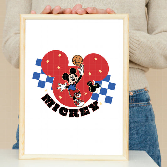 COD5609 - Mickey basketball checkered pack bundle, Disney clipart Svg, Png, Eps, Dxf, Jpeg, vector.