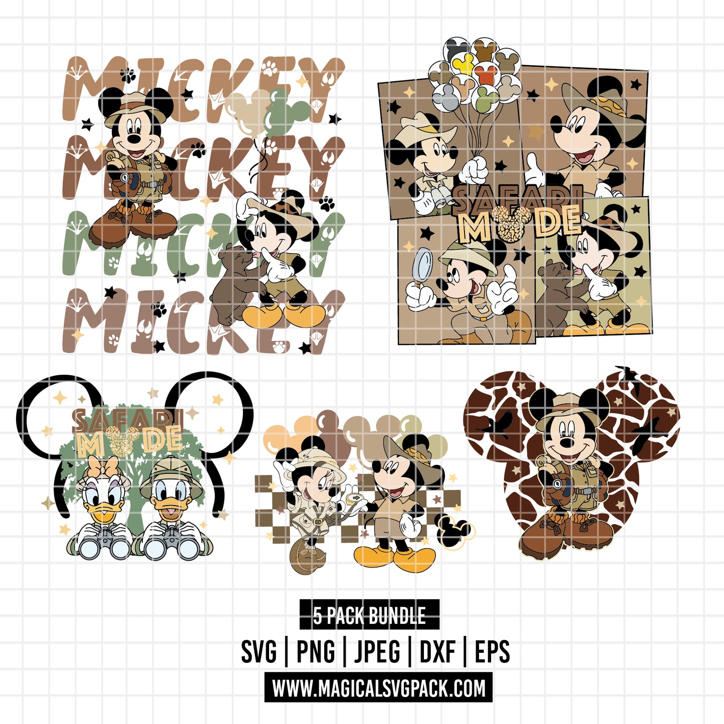 COD5613 - Disney classics Safari Mode pack bundle, Disney Classics clipart Svg, Png, Eps, Dxf, Jpeg, vector.