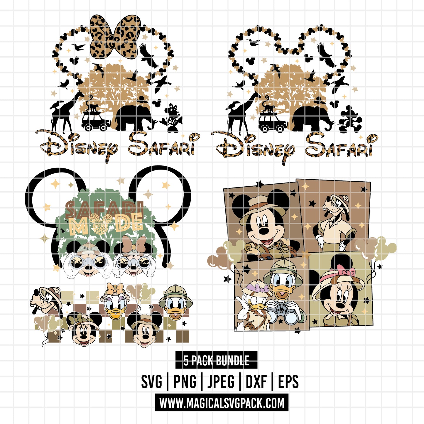 COD5750 - Disney classics Safari Mode pack bundle, Disney Classics clipart Svg, Png, Eps, Dxf, Jpeg, vector.
