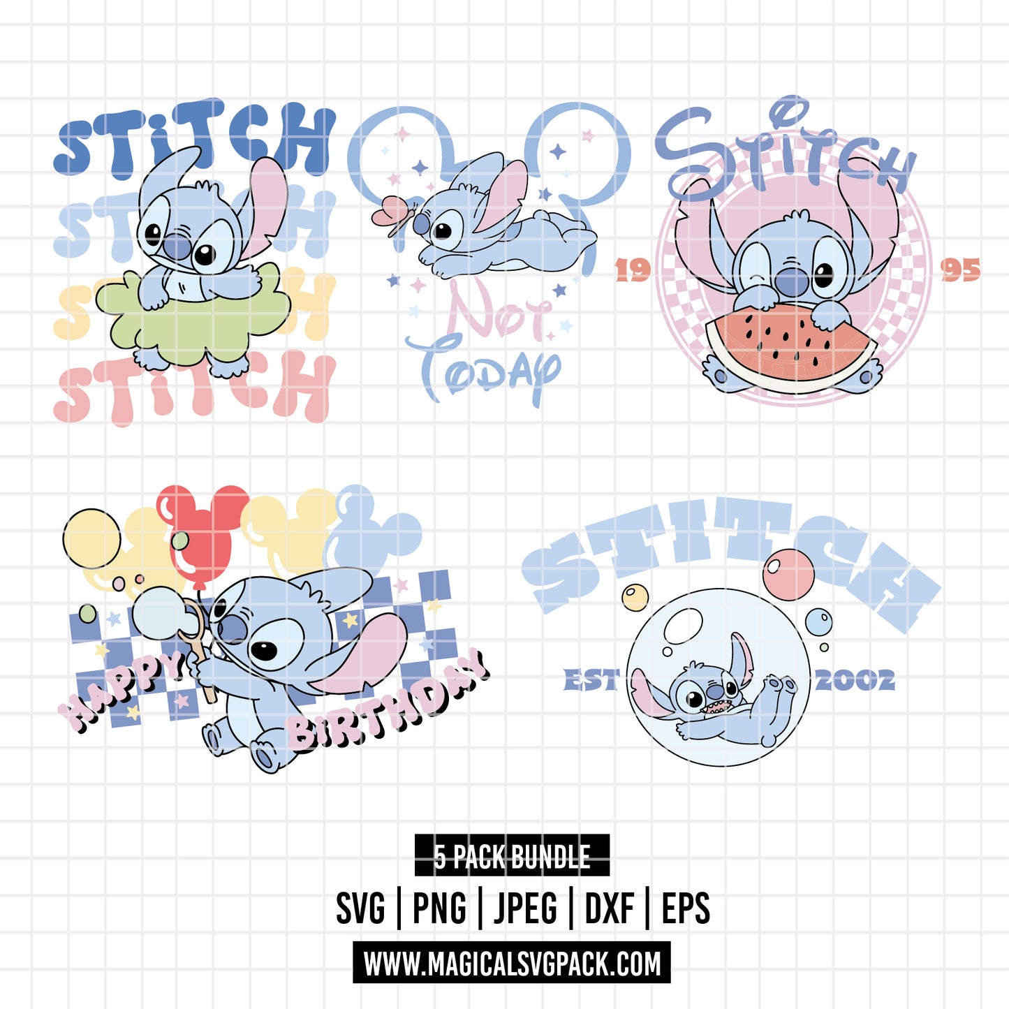COD5752 - Stitch Summer quotes clipart pack bundle, Disney clipart Svg, Png, Eps, Dxf, Jpeg, vector.