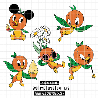 COD5757 - Orange Bird pack bundle, Disney Classics clipart Svg, Png, Eps, Dxf, Jpeg, vector.