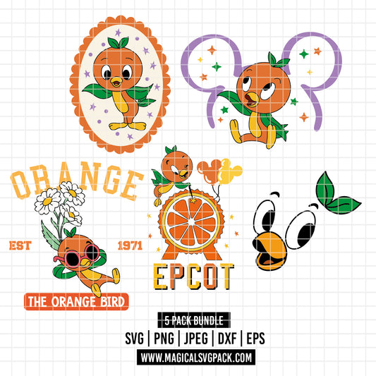 COD5761 - Orange Bird Disneyland pack bundle, Disney Trips clipart Svg, Png, Eps, Dxf, Jpeg, vector.