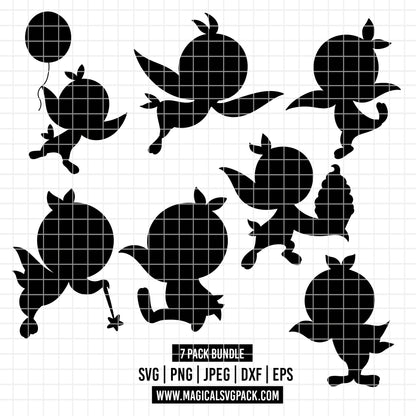 COD5763 - Orange Bird silhouettes pack bundle, Disney Trips clipart Svg, Png, Eps, Dxf, Jpeg, vector.