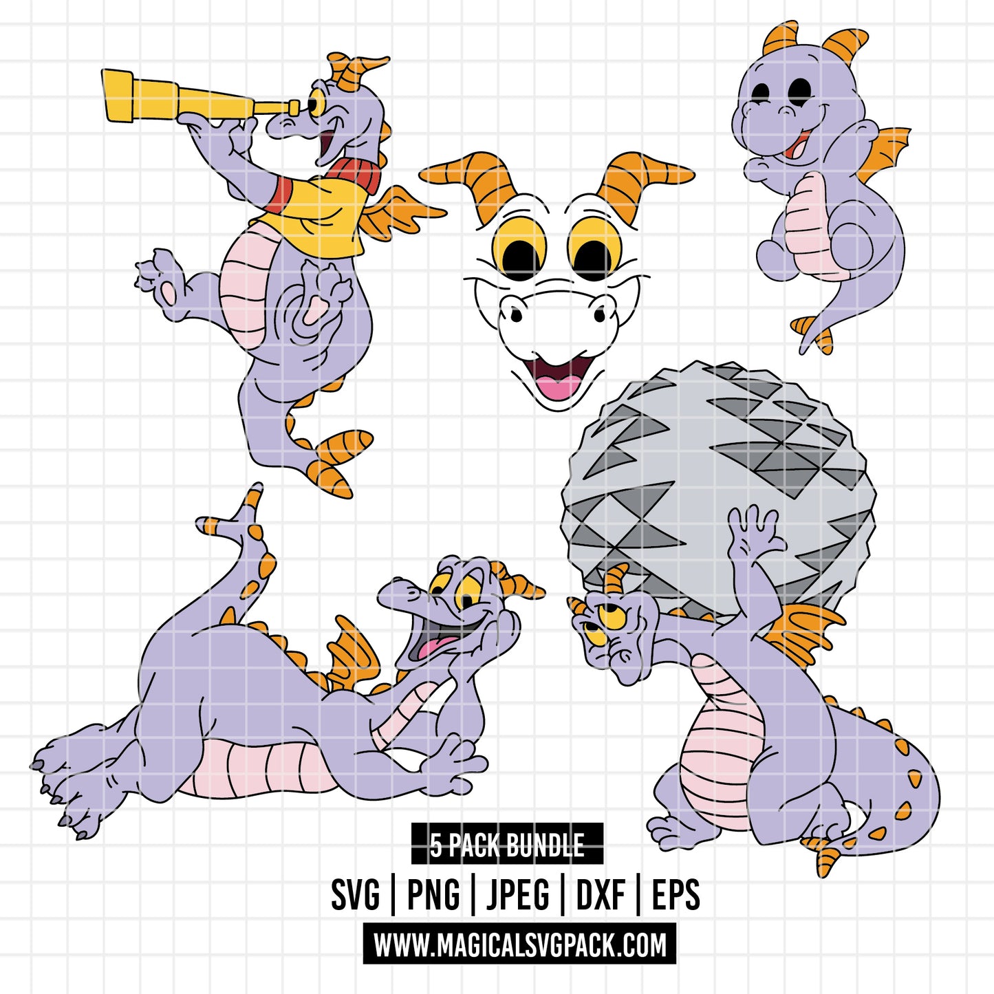 COD5788 - Figment, one little spark of inspiration pack bundle, Disney clipart Svg, Png, Eps, Dxf, Jpeg, vector.